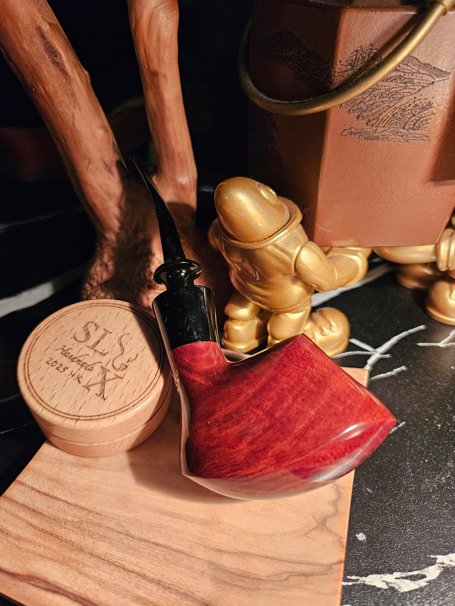 石楠木手工盾牌斗 (光面紅色)