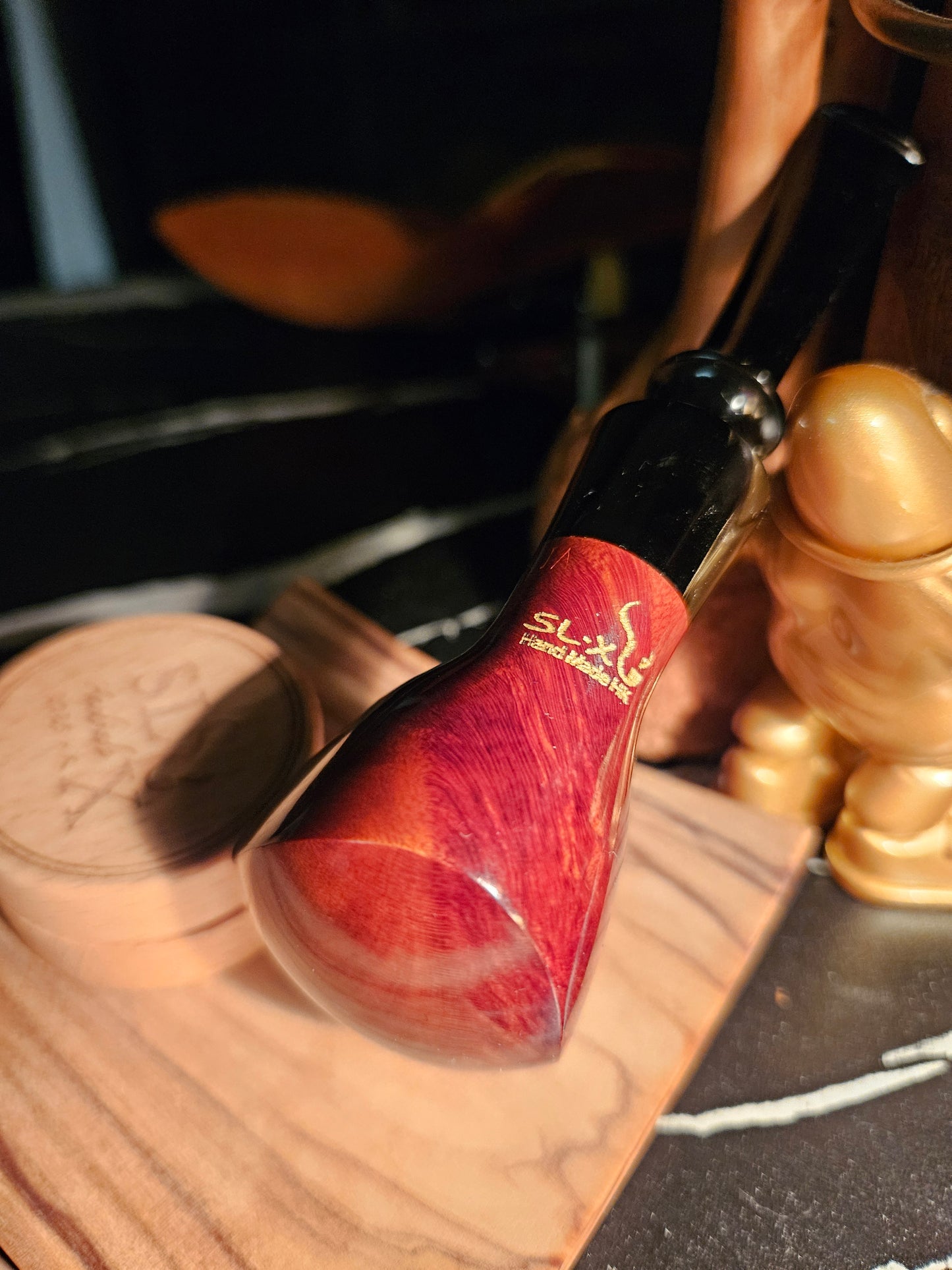 石楠木手工盾牌斗 (光面紅色)